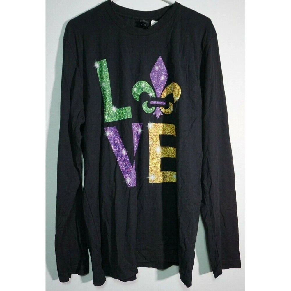 LOVE New Orleans Fleur-De-Lis EI-LO Adult XL Long Sleeve T-Shirt‎ NEW